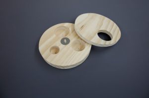 Interaktivní výuková hračka Dřevěný disk na pamlsky pro králíky a morčata