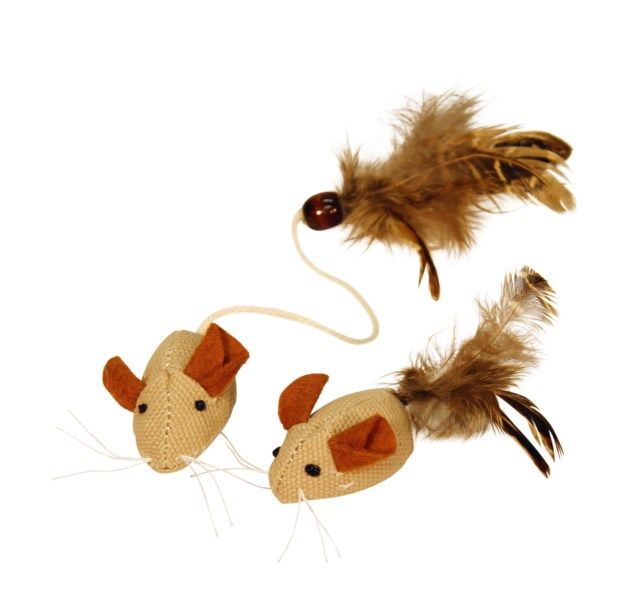 Myška s ocáskem z peří NATURE 4,5 cm